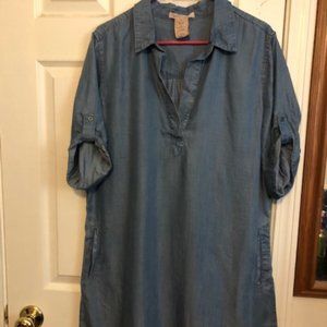 Philosophy chambray denim blue long tunic with pockets